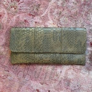 Dark Brown Metallic Snakeskin Clutch Vegan